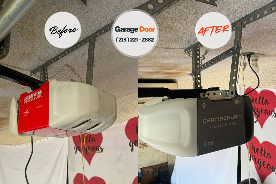 Before and after: garage door repair Columbiana, AL